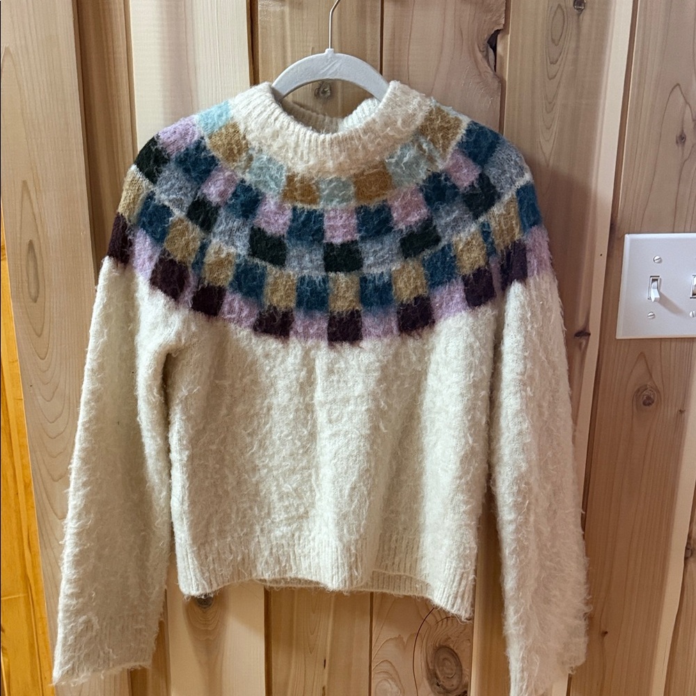 Truth Women's Cream Sweater with Multicolor Pattern